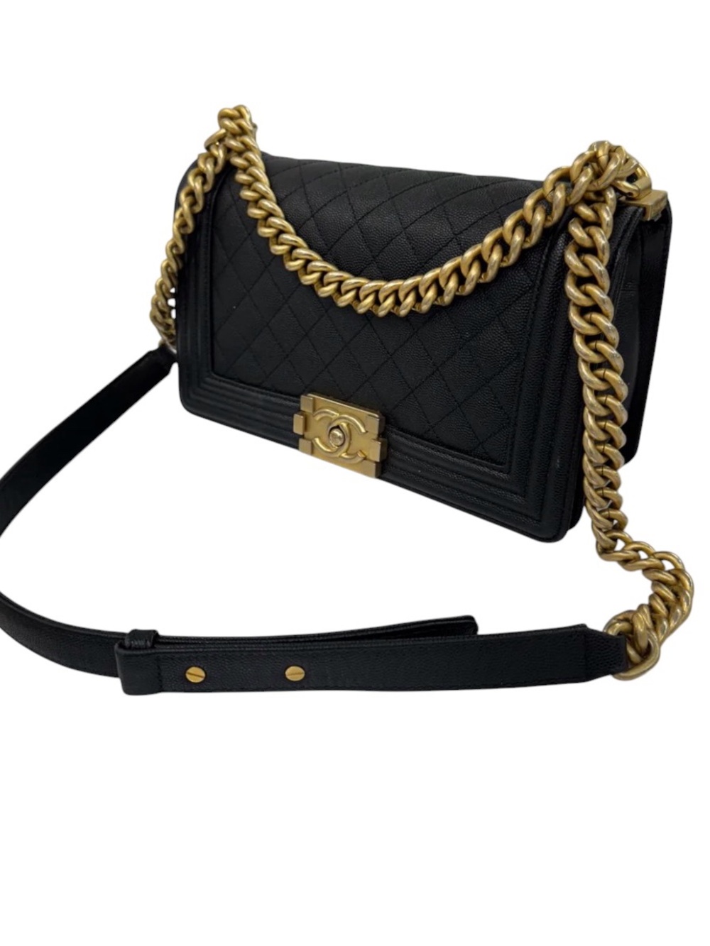 CHANEL Black Caviar Leather Quilted Boy Bag - Picture 2 of 6